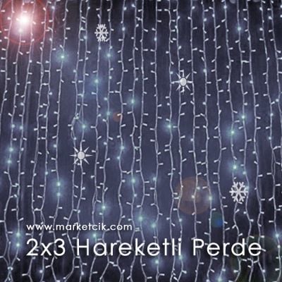 2x3 Metre İç Mekan Hareketli Led Perde, Dekoratif Led Yılbaşı Aydınlatma, Sarı-Beyaz-Mavi-Kırmızı-Yeşil Işık