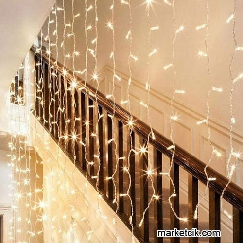 Marketcik 2x3 Metre İç Mekan Yılbaşı Led Perde Beyaz, Sarı, Mavi, Kırmızı, Yeşil Sabit Işık
