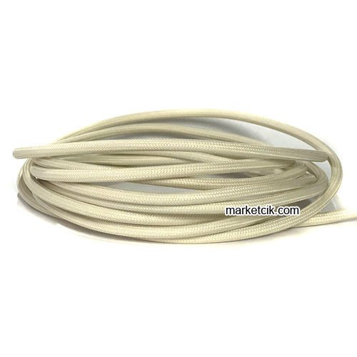 Marketcik 2x0,50mm Beyaz Renkli Dekoratif Örgülü Kumaş Kablo, 5 Metrelik Paket