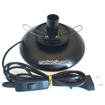 Su Kabağı Aydınlatma ve Masa Abajuru İçin Siyah Metal Kablolu Tabak