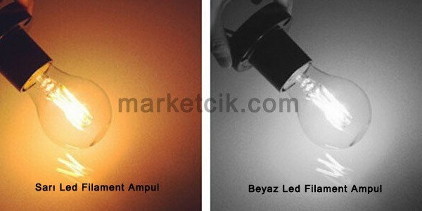 6-7 Watt E27 Duy ST64 Armut Model Beyaz Işık Led Filament Ampul