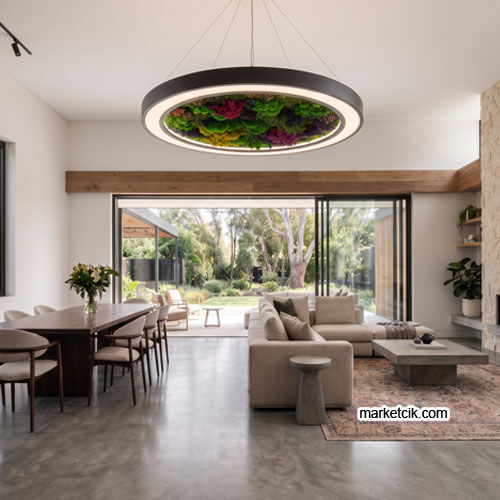 Marketcik Yosun Bitkili Moss Art Led Simit Linear Aydınlatma Armatürü