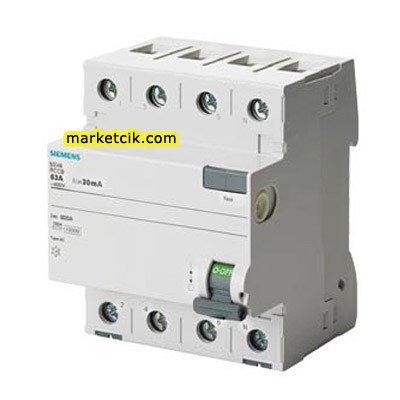 Siemens 5SV4344-0 3x40 Amp. 30 mA Trifaze Kaçak Akım Koruma Rölesi