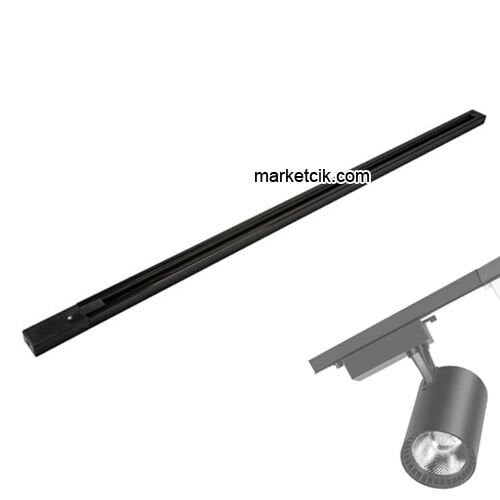Marketcik Plastik Siyah Monofaze Led Ray Spot Rayı 1 metre