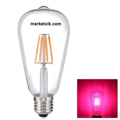 Edison Dekoratif Pembe Led Rustik Ampul 4 Watt E27 Duy, ST64 Oval Armut Ampul Modeli