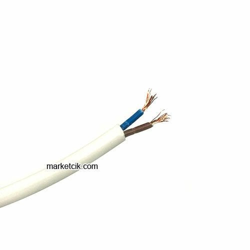 Marketcik 2x0,50mm Kahverengi Renkli Dekoratif Örgülü Kumaş Kablo, 5 Metrelik Paket