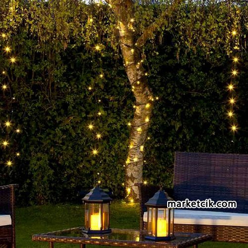 Marketcik 10 Metre Dış Mekan Ağaç Işıklandırma Komple Çakarlı Led Işık Beyaz Kablo