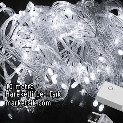 10 Metre 100 Ledli Hareketli İç Mekan Led Kordon Ağaç Işığı, Dekoratif Led Yılbaşı Aydınlatma, Sarı-Beyaz-Mavi-Kırmızı-Yeşil-Mor-RGB Işık Yeşil Işık