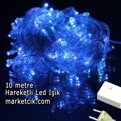10 Metre 100 Ledli Hareketli İç Mekan Led Kordon Ağaç Işığı, Dekoratif Led Yılbaşı Aydınlatma, Sarı-Beyaz-Mavi-Kırmızı-Yeşil-Mor-RGB Işık Yeşil Işık