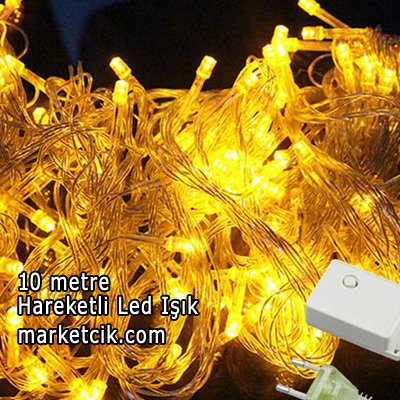 10 Metre 100 Ledli Hareketli İç Mekan Led Kordon Ağaç Işığı, Dekoratif Led Yılbaşı Aydınlatma, Sarı-Beyaz-Mavi-Kırmızı-Yeşil-Mor-RGB Işık Yeşil Işık