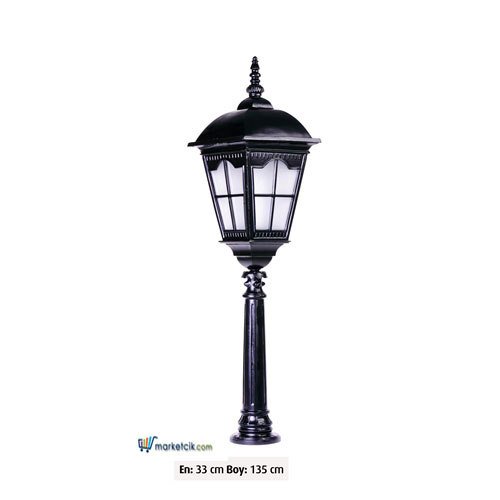 Ayaz 135x33 Kare Çıtalı Alüminyum Fenerli Park Bahçe Aydınlatma Çim Direği