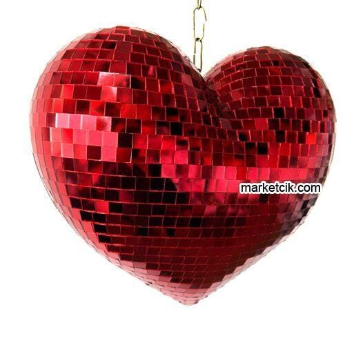 Marketcik Dekoratif Kırmızı Aynalı Kalp 45 cm