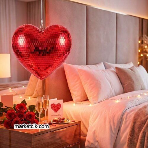 Marketcik Dekoratif Kırmızı Aynalı Kalp 45 cm