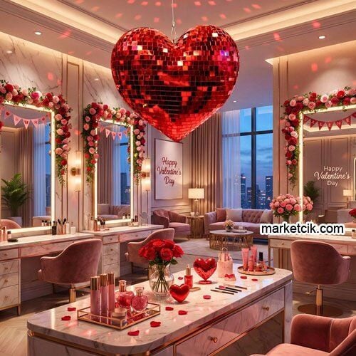 Marketcik Dekoratif Kırmızı Aynalı Kalp 45 cm