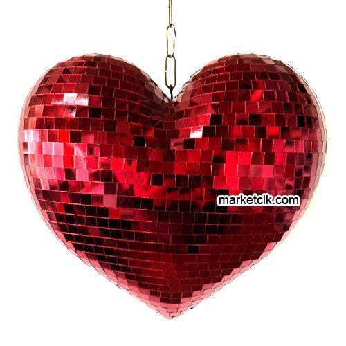 Marketcik Dekoratif Kırmızı Aynalı Kalp 45 cm