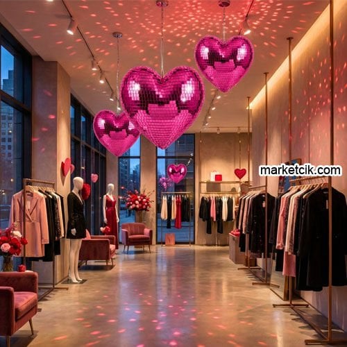 Marketcik Dekoratif Pembe Aynalı Kalp 25 cm