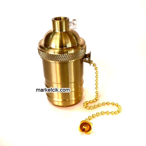 Marketcik Sarı Zincirli Metal E27 Dekoratif Rustik Ampul Duy